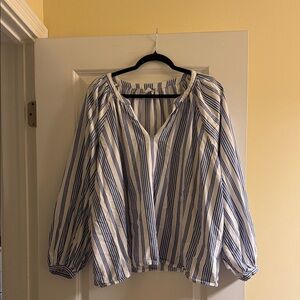 Old Navy Blue and White Striped Blouse